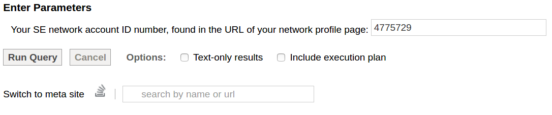 Stack Exchange Data Explorer Parameters